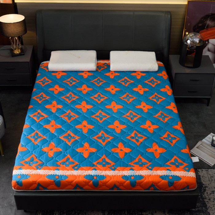 91家纺网 家纺一手货源 找家纺 张先生家纺 2023新款印花大床双面藤席+床垫 蜜橙