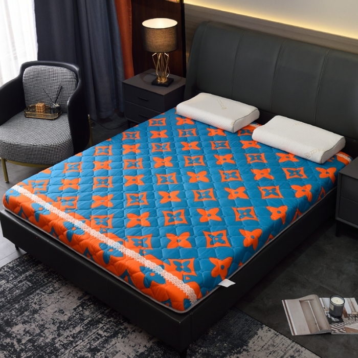 91家纺网 家纺一手货源 找家纺 张先生家纺 2023新款印花大床双面藤席+床垫 蜜橙