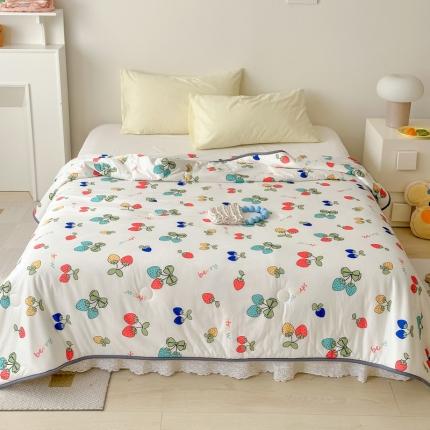 91家纺网 家纺一手货源 找家纺 灰鲸 2025新款 A类针织棉夏被 草莓画