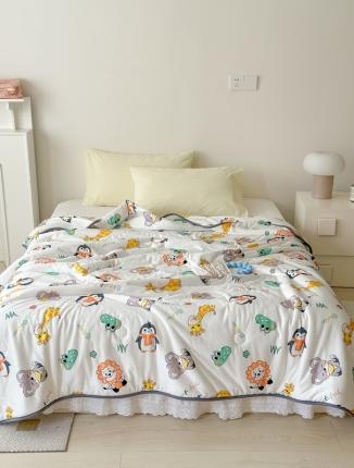 91家纺网 家纺一手货源 找家纺 灰鲸 2025新款 A类针织棉夏被 动物世界