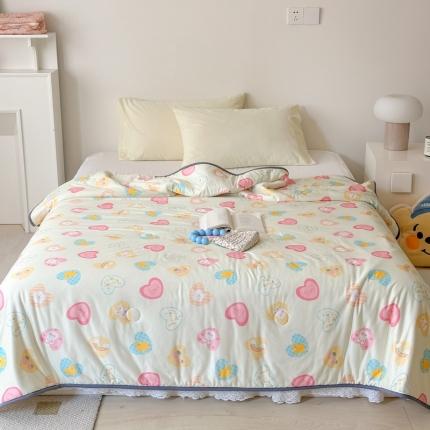 91家纺网 家纺一手货源 找家纺 灰鲸 2025新款 A类针织棉夏被 恋爱季