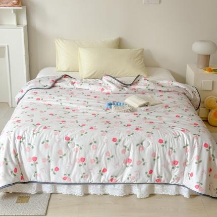 91家纺网 家纺一手货源 找家纺 灰鲸 2025新款 A类针织棉夏被 蜜茶花