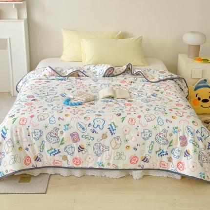 91家纺网 家纺一手货源 找家纺 灰鲸 2025新款 A类针织棉夏被 涂鸦乐园