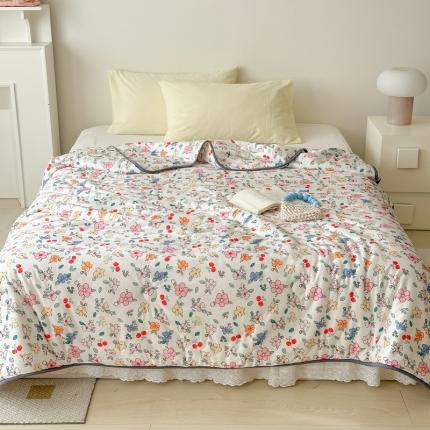 91家纺网 家纺一手货源 找家纺 灰鲸 2025新款 A类针织棉夏被 樱桃花韵