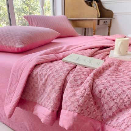 佰诗特 A类40支全棉色织水洗棉提花夏被四件套 纯棉大豆纤维夏被空调被