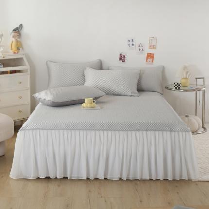 91家纺网 家纺一手货源 找家纺 能好家纺 2024新款冰豆豆凉感豆豆三件套花边凉席款 雪纺 灰