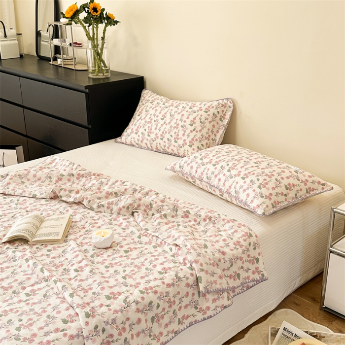 91家纺网 家纺一手货源 找家纺 洋铭区  2023双层纱夏被 紫韵花