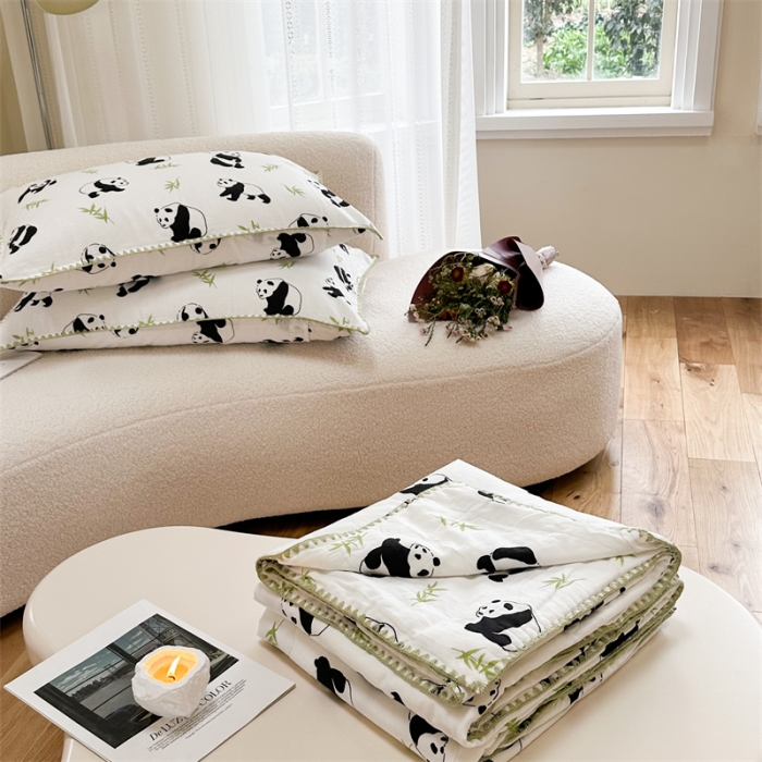 91家纺网 家纺一手货源 找家纺 洋铭区  2023双层纱夏被 小竹熊