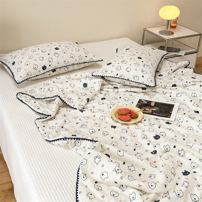 91家纺网 家纺一手货源 找家纺 洋铭区  2023双层纱夏被 小萌狗