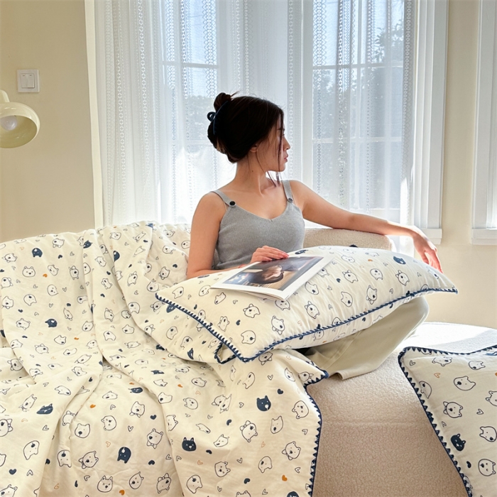 91家纺网 家纺一手货源 找家纺 洋铭区  2023双层纱夏被 小萌狗