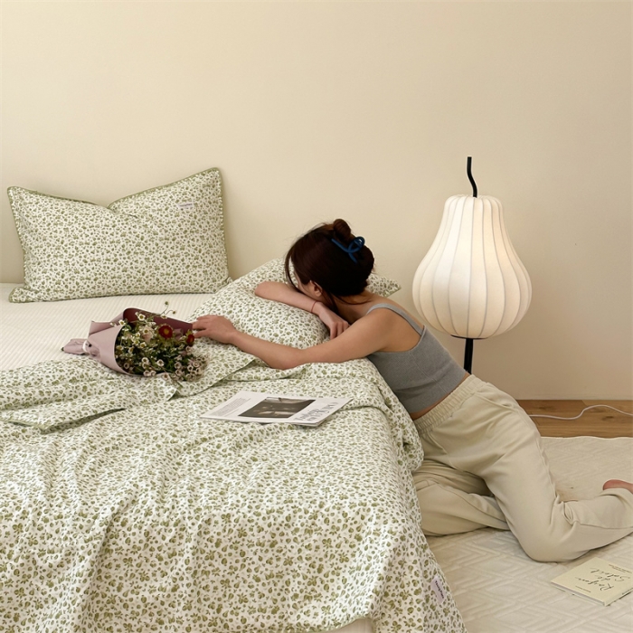 91家纺网 家纺一手货源 找家纺 洋铭区  2023双层纱夏被 小绿花