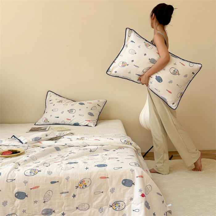 91家纺网 家纺一手货源 找家纺 洋铭区  2023双层纱夏被 小海洋