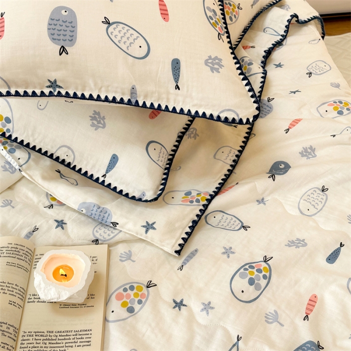 91家纺网 家纺一手货源 找家纺 洋铭区  2023双层纱夏被 小海洋