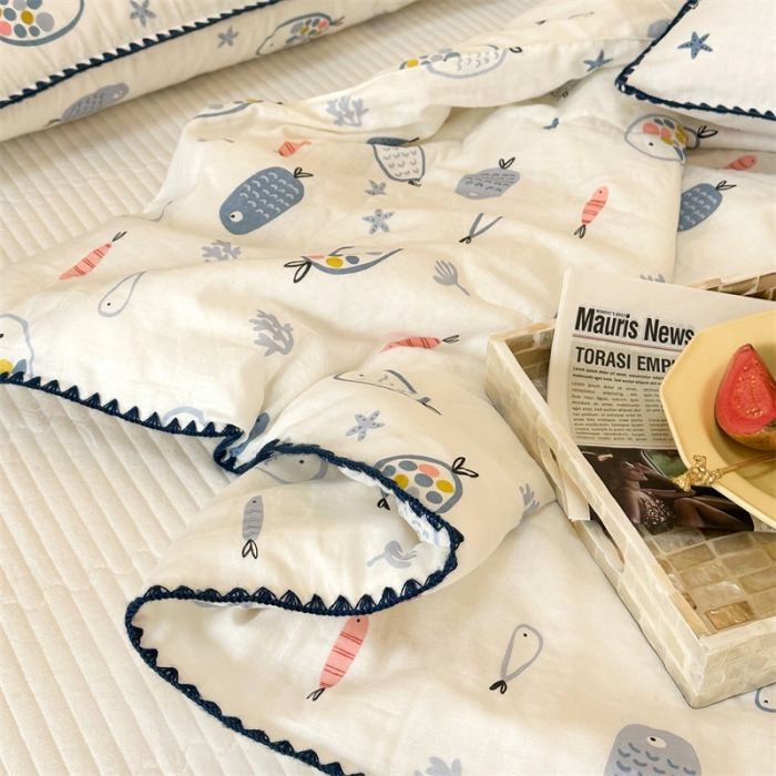 91家纺网 家纺一手货源 找家纺 洋铭区  2023双层纱夏被 小海洋