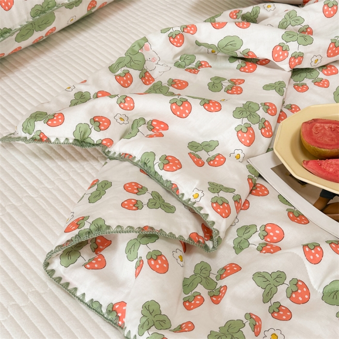 91家纺网 家纺一手货源 找家纺 洋铭区  2023双层纱夏被 小红莓