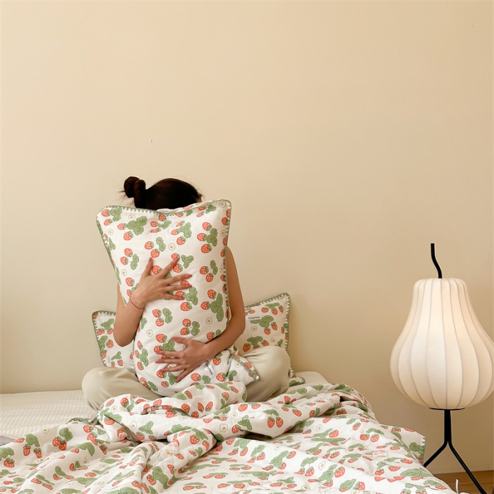 91家纺网 家纺一手货源 找家纺 洋铭区  2023双层纱夏被 小红莓