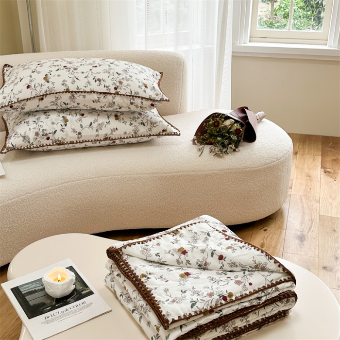 91家纺网 家纺一手货源 找家纺 洋铭区  2023双层纱夏被 小茶花