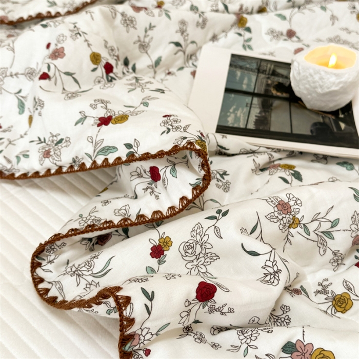 91家纺网 家纺一手货源 找家纺 洋铭区  2023双层纱夏被 小茶花