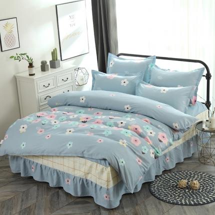名优 2023新款13070田园风床裙四套件 花影芬芳-蓝
