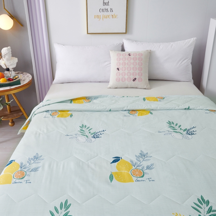 91家纺网 家纺一手货源 找家纺 欧雅搁2025新款水洗棉夏被跑量夏凉被空调被夏日柠檬