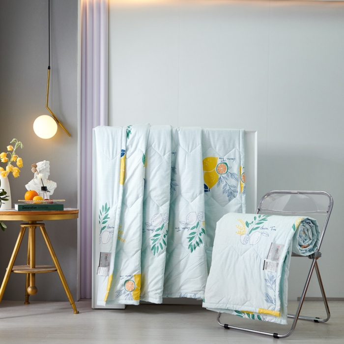 91家纺网 家纺一手货源 找家纺 欧雅搁2025新款水洗棉夏被跑量夏凉被空调被夏日柠檬