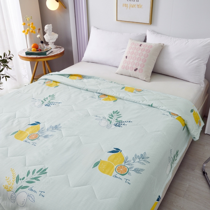 91家纺网 家纺一手货源 找家纺 欧雅搁2025新款水洗棉夏被跑量夏凉被空调被夏日柠檬