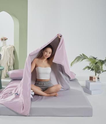 91家纺网 家纺一手货源 找家纺 壹张床2025新款水洗天丝夏被夏凉被空调被四件套 霞光紫