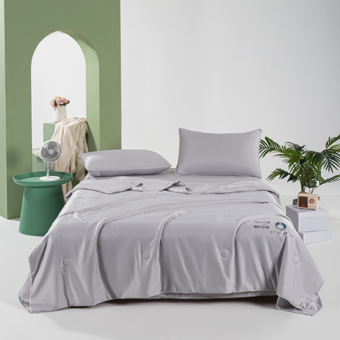 91家纺网 家纺一手货源 找家纺 壹张床2025新款水洗天丝夏被夏凉被空调被四件套 冰川银