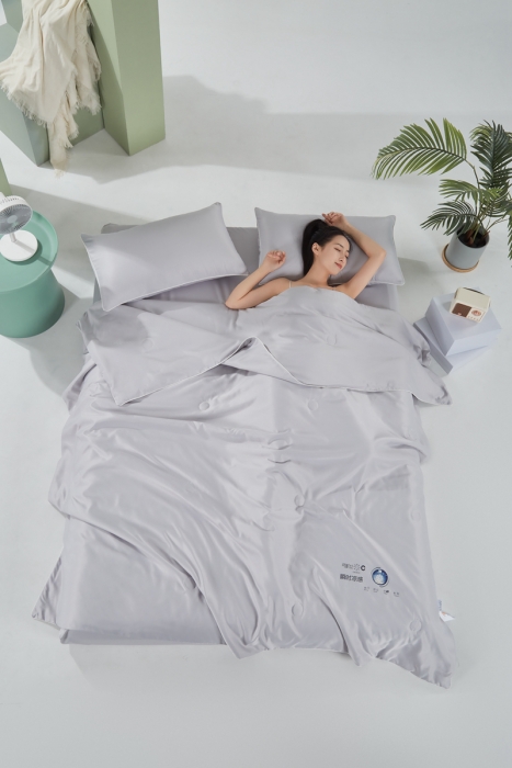 91家纺网 家纺一手货源 找家纺 壹张床2025新款水洗天丝夏被夏凉被空调被四件套 冰川银