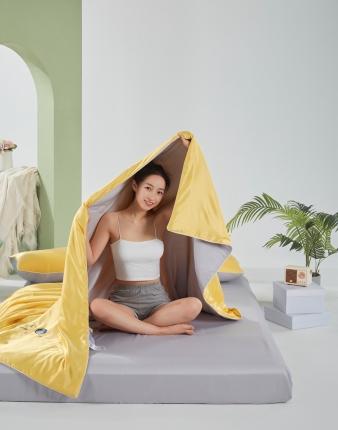 壹张床2025新款水洗天丝夏被夏凉被空调被四件套 柠檬黄