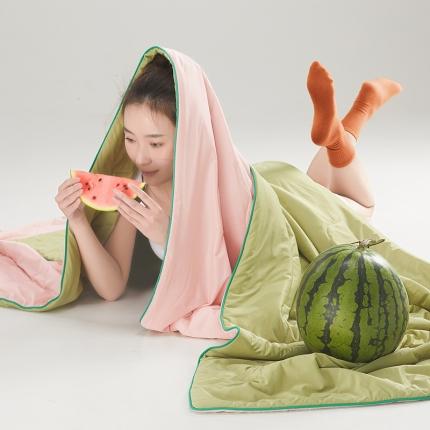 91家纺网 家纺一手货源 找家纺 （总）2025新款7A抗菌氨纶凉感丝西瓜大豆空调被夏被（带礼盒）