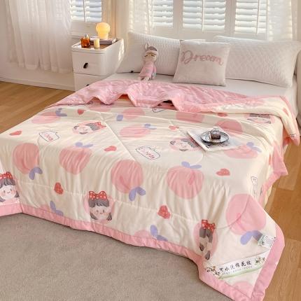 91家纺网 家纺一手货源 找家纺 眠优居 2023新款全棉棉花印花夏被 白桃公主