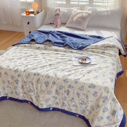 91家纺网 家纺一手货源 找家纺 眠优居 2023新款全棉棉花印花夏被 北欧之春