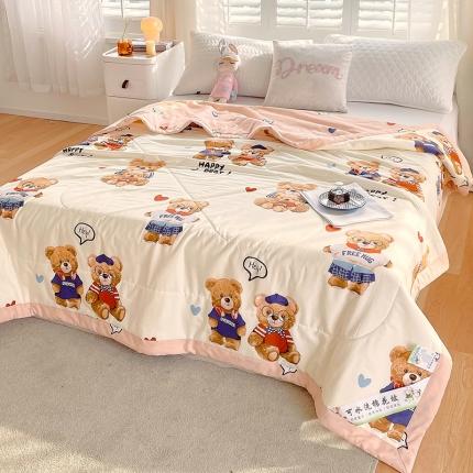 91家纺网 家纺一手货源 找家纺 眠优居 2023新款全棉棉花印花夏被 小熊故事