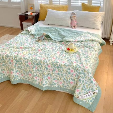 91家纺网 家纺一手货源 找家纺 眠优居 2023新款全棉棉花印花夏被 心动甜心-绿