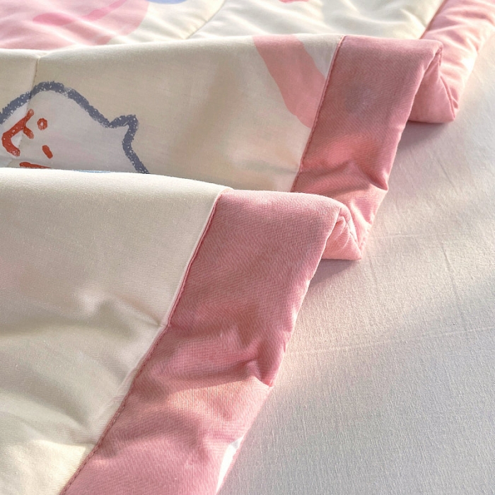 91家纺网 家纺一手货源 找家纺 眠优居 2023新款全棉棉花印花夏被 白桃公主