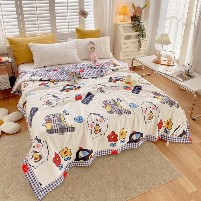 91家纺网 家纺一手货源 找家纺 眠优居 2023新款全棉棉花印花夏被 百变恐龙