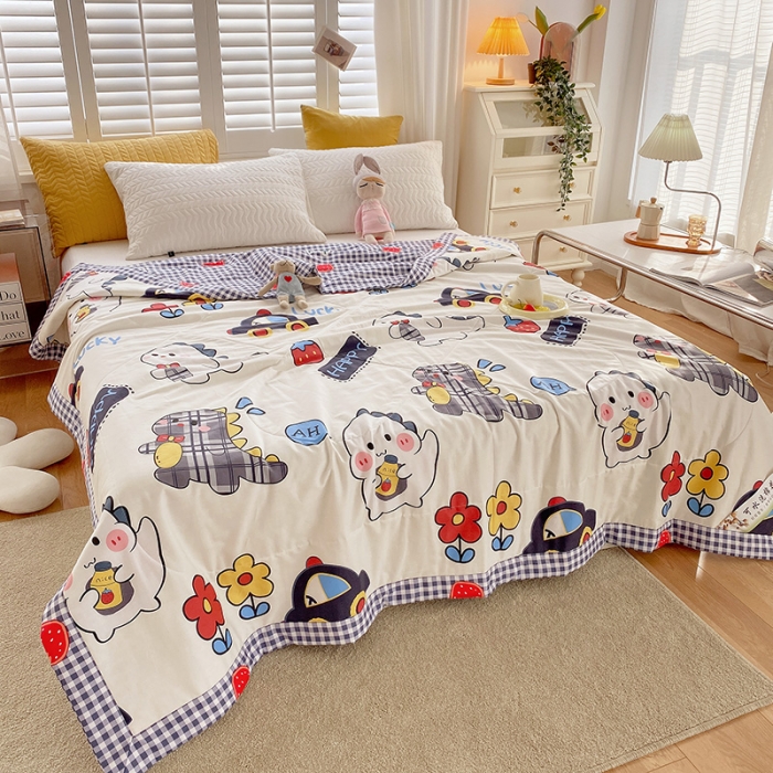 91家纺网 家纺一手货源 找家纺 眠优居 2023新款全棉棉花印花夏被 百变恐龙