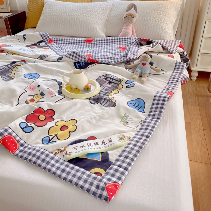 91家纺网 家纺一手货源 找家纺 眠优居 2023新款全棉棉花印花夏被 百变恐龙