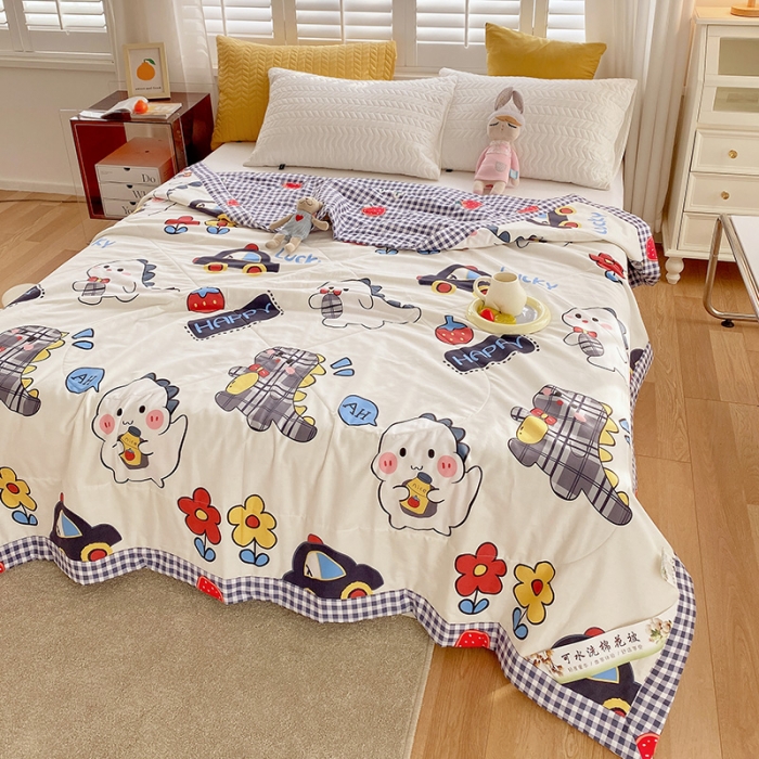 91家纺网 家纺一手货源 找家纺 眠优居 2023新款全棉棉花印花夏被 百变恐龙