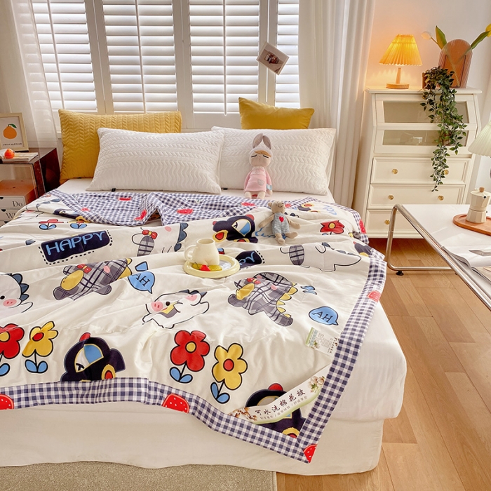 91家纺网 家纺一手货源 找家纺 眠优居 2023新款全棉棉花印花夏被 百变恐龙