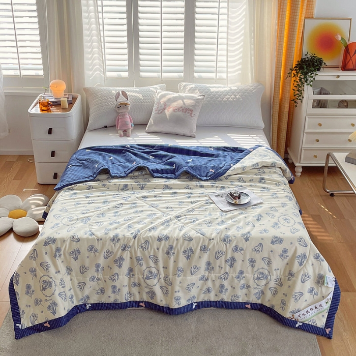 91家纺网 家纺一手货源 找家纺 眠优居 2023新款全棉棉花印花夏被 北欧之春