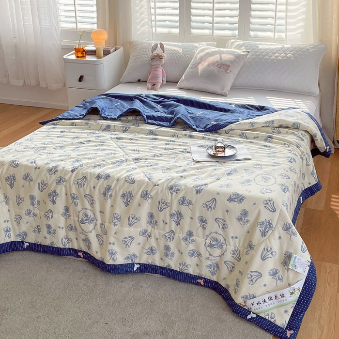 91家纺网 家纺一手货源 找家纺 眠优居 2023新款全棉棉花印花夏被 北欧之春