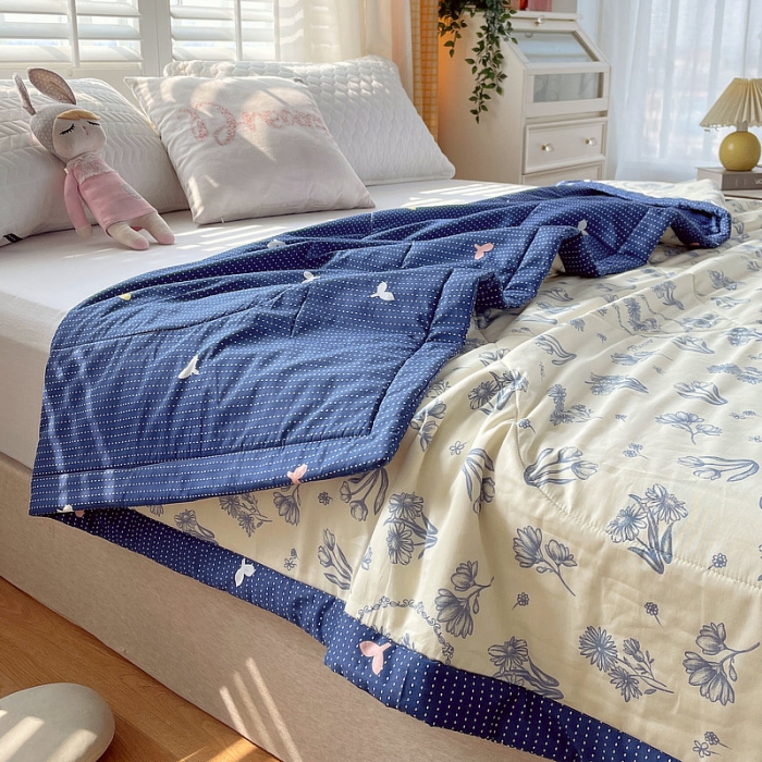 91家纺网 家纺一手货源 找家纺 眠优居 2023新款全棉棉花印花夏被 北欧之春