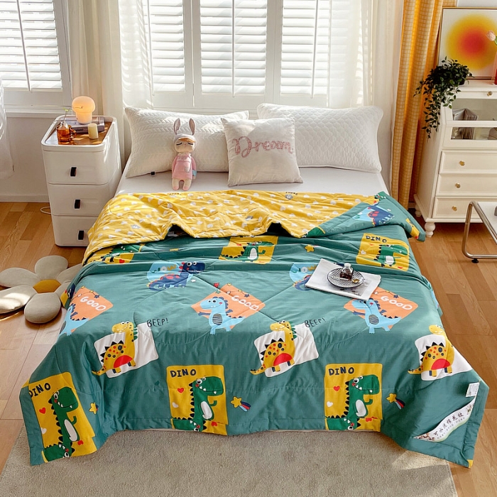 91家纺网 家纺一手货源 找家纺 眠优居 2023新款全棉棉花印花夏被 恐龙家族