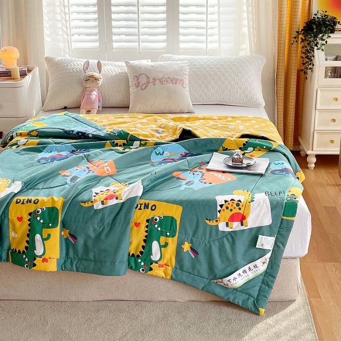 91家纺网 家纺一手货源 找家纺 眠优居 2023新款全棉棉花印花夏被 恐龙家族