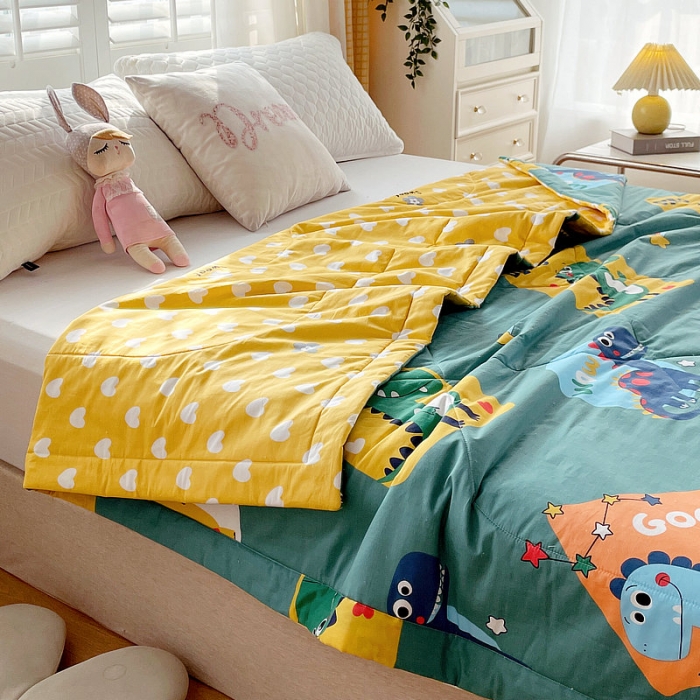 91家纺网 家纺一手货源 找家纺 眠优居 2023新款全棉棉花印花夏被 恐龙家族