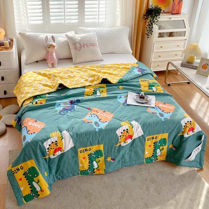 91家纺网 家纺一手货源 找家纺 眠优居 2023新款全棉棉花印花夏被 恐龙家族