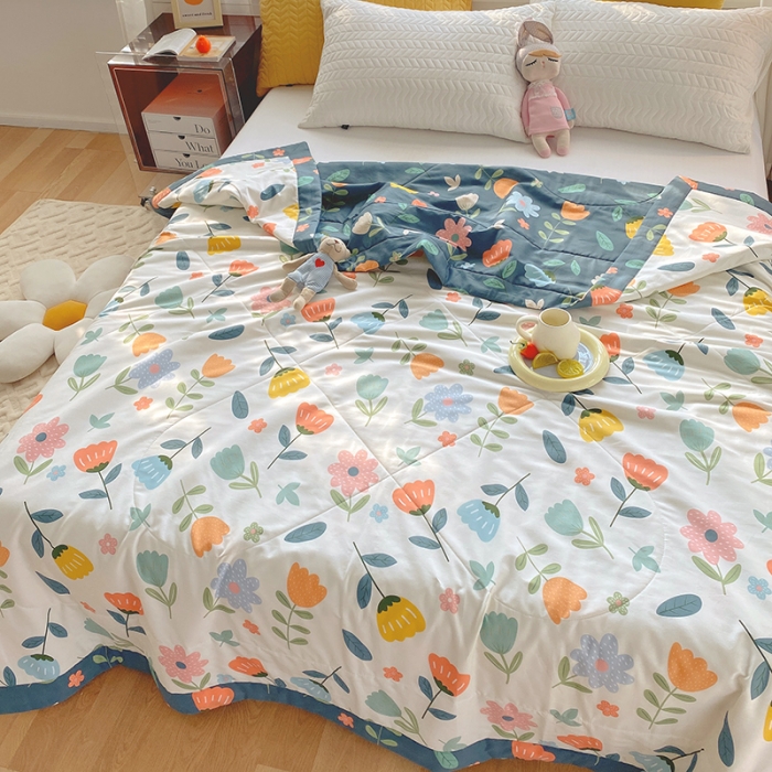 91家纺网 家纺一手货源 找家纺 眠优居 2023新款全棉棉花印花夏被 落落繁花