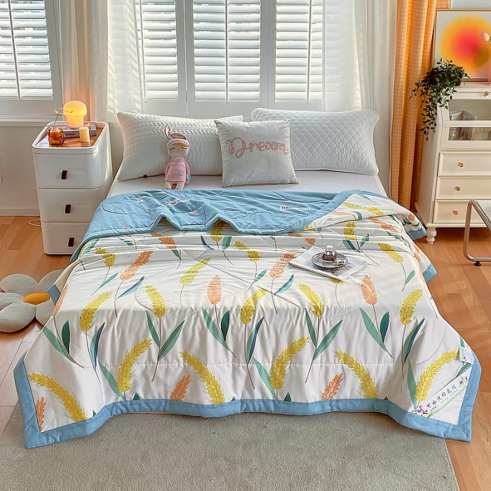 91家纺网 家纺一手货源 找家纺 眠优居 2023新款全棉棉花印花夏被 麦香米